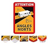 reflecto Hinweisschild ‚Angles Morts‘ mit Wohnmobil-Motiv | 5 Anbringungsarten | Aufkleber, magnetisch, ablösbar | 250 x 170 mm | für Wohnwagen, Caravan, Campervan (selbsthaftende Adhäsionsfolie)