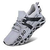 JSLEAP Sportschuhe Herren Laufschuhe Damen Turnschuhe Freizeitschuhe Atmungsaktiv Sneakers Mode Straßenlaufschuhe (2 Grau,Größe 43 EU/265 CN)