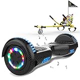 MARKBOARD Hoverboards mit Sitz, Hoverboards mit Hoverkart, 6,5 Zoll Hoverboards für Kinder, mit Bunte Rad-LED-Leuchten,Bluetooth und Lautsprecher, mit Go-Kart-Sitz Geeignet für Kinder und Jug