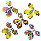 QINREN 20 Stück Flying Butterfly Toy Set, Wind Up Butterfly Toy Gummiband Powered Butterfly Bright Colors Magische Schmetterlingskarte Wind Up Butterfly Toy für große Überraschung Geburtstag H