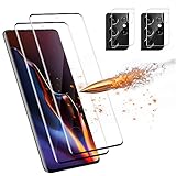 Agedate für Samsung Galaxy S21 Ultra Schutzfolie mit Kameraschutzfolie[2+2 Stück], 9H Härtglas Kratzfest Displayschutz, Ultra-klar Panzerglasfolie, Schwarzer R