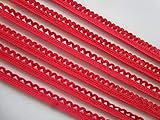 Baumwolle Spitze Borte Elastisch 1,2cm Rot NLD45B (10)