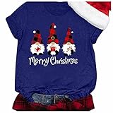 Eaylis Damen Lässige Weihnachtsdruckbluse Kurzarm O-Ausschnitt Lose T-Shirt Tops, Freizeit Pullover Teddy-Fleece Plüsch Kapuzenpullover Pulli Streetwear Sweatshirt H