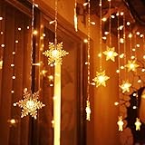 LED Lichterkette, 94 LED Schneeflocke Lichterketten Lichtervorhang Weihnachtsbeleuchtung Innen Außen mit 8 Modis und Timer für Hochzeit, Weihnachten, Geburtstagsfeiern, Schlafzimmer, Warmweiß