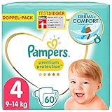 Pampers Baby Windeln Größe 4 (9-14kg) Premium Protection, 60 Stück, Pampers Weichster Komfort Und Bester H