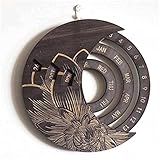 LUJMKG Hölzerner hängender Mond Ewiger Kalender, drehbarer kreisförmiger DIY handgeschnitzter Kalender, Wandbehang Kalender für Wohnkultur (Gray)