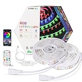 Sankala USB LED Streifen Stripes, 10M, 32 LED/M, tragbar, Beleuchtungs band/Lichtband, 16 Millionen RGB Farbwechsel, Musik Syn, Fernbedienung für Stimmung/Outdoor/Auto Dekoration/Schlafzimmer(2x5m)