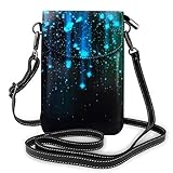 XCNGG Telefontasche Premium PU Leather Crossbody Bag Cell Phone Purse, Lightweight Mini smart phone Pouch with Adjustable Shoulder Strap, Black and Blue Neon Lig