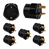 Incutex 5X Reisestecker UK GB England Travel Adapter EU Schuko 2-Pin auf UK 3-Pin Reise Steckdosenadapter Typ G, schw