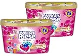 Weißer Riese Color Trio-Caps Aromatherapie Essentials 32 (2x 16) Waschladungen, Waschmittel mit Orchidee & Macadamiaöl, pflegendes Colorwaschmittel mit ätherischen Ölen, die zu 100% natü