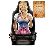 Lustiger Fun Auto-Sitzbezug: Hot Sexy Blond Trachten, Wiesn, Dult, Volksfest Girl - Täuschend echt - mit gratis Urk