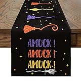 Artoid Mode Amuck Hexen Besen Halloween Tischläufer, Waschbar Modern Küche Esstisch Dekoration für drinnen und draußen Urlaub Party Wohnzimmer Dekor 40 x 140