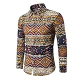 QWERD Blumen Hemden Herren Bunte Hemden Langarmhemd Muster Paisley Freizeitshemd Langarm Casual Shirt Herren Blumen Hemd Langarm Hawaii-Print Hemd Mehrfarbig Muster Slim Fit Shirts Baumwolle S-4XL