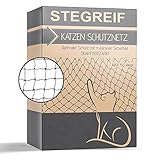 STEGREIF Schutznetz drahtverstärkt für Balkon und Fenster 4x3m schwarz Schutznetz für Katzen zur Absicherung von Balkon inkl. Montage-Set & Anleitung