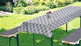 BRANDSSELLER Bierbankauflagen-Set passend für gängige Biertische und Bänke 2 gepolsterte Bankauflagen je ca. 220x25x2 cm und 1 Tischdecke 240x70 cm Grau/M