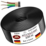 Erdkabel Starkstromkabel Von 5m bis 170m NYY-J 3x1,5 mm² Elektrokabel Ring zur Verlegung im Freien, Erdreich (130m)