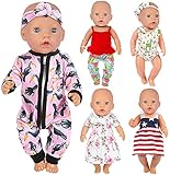 ZITA ELEMENT 5 Set Puppenkleidung Bekleidung Zubehör für 35-46cm Babypuppe Puppen Kleider Onesies für 43 cm 18 Zoll Kleidung - Xmas G