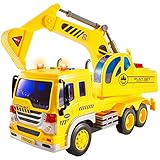 HERSITY Kinder Bagger Spielzeug mit Sound und Licht, 1/16 Fahrzeug Baustellenfahrzeuge Sandkasten, LKW Auto Kinderspielzeug Junge Kinder 3 4 5 J