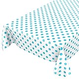 ANRO Wachstuchtischdecke Wachstuch Wachstischdecke Tischdecke Türkis Mint Weiß Tupfen Punkte Gepunktet Dots 100 x 140