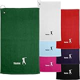 Nashville print factory Golf-Handtuch Bestickt mit Motiv Golfer und deinem Namen Golftuch 30 x 50 cm (Fuchsia)