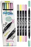 Online Calli.Twin Pastel, Double Line Pen, 5er Set Handlettering Marker, Stifte mit Doppel-Spitze, Kalligraphie-Set, Calligraphie-Spitze und gespaltene Spitze für Bullet Journal,