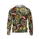 PANBOB Jacke Herren Regular Fit 3D Drucken Kapuzenjacke Herren Kreative Weihnachtsserie Lassig Reißverschluss Jacke Herren Frühling Herbst Mode Übergangsjacke Herren 1217P M