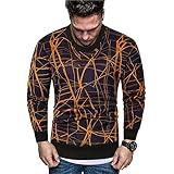 XWLY Sportshirt Herren Klassisch Mode Rundhals Plus Samt Herren Pullovers Herbst Winter Spleißen Herren Langarm Modern Urban Slim Fit Warm All-Match Herren Sw
