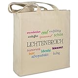 Stofftasche mit Stadt/Ort 'Lichtenbroich' - Motiv Positive Eigenschaften - Farbe beige - Stoffbeutel, Jutebeutel, Einkaufstasche, B