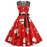 Livegri Weihnachtskleidung Damen Mode Lang Mini Kleid Spitze Ärmelloses Rundhals Herbstkleid Damen Hepburn Rockabilly Kleider Tunika Kleider Business Kleider Cocktailkleid F