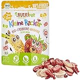 Bio Frucht Snack für Kinder: 15g Bio Bananen und Erdbeeren Gefriergetrocknet in Schreiben als Kleine Racker – Getrocknete Früchte, Getrocknete Erdbeeren – Gefriergetrocknete Früchte von N