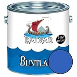 Halvar Buntlack für Holz & Metall SEIDENMATT Blau RAL 5000-5024 Holzfarbe Holzlack Innen & Außen robuster Kunstharzlack Wetterbeständig & perfekter Langzeitschutz (1 L, RAL 5015 Himmelblau)