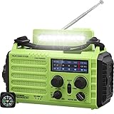 AM/FM/SW Baustellenradio Kurbelradio, Tragbares 5-Wege Wetter Solar Radio,Dynamo Handkurbel,Power Bank,LED Camping Licht,SOS-Alarm,Kompass,USB-Anschluss zum Aufladen des Mobiltelefons im N