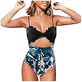 Bikini-Set für Damen, Einteiler, Badeanzug für Damen, Schwarz, sexy, mit Schnitt, Badeanzug, Badeanzug, Tankini, Damen, Badeanzug, blau, M