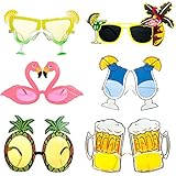 Czemo 6 Paar Hawaiian Tropical Party Brille Set, Tropische Sonnenbrille Party Brillen Sommer Neuheit Party für Kinder Erwachsene Hawaii Luau Beach Party Kostüm Dekoration für Sommer Kostüm Party