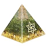 Nupuyai Olivine Chakra Heilkristall Pyramide zum Schutz Kupfer Davidstern Reiki Energiefigur für Meditation Stressabb