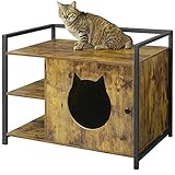 MSMASK Katzentoilette mit Regal und Tür, Katzenhöhle Entlüftung, eräumiger Katzenschrank Katzenhaus Schlafhaus für große und kleine Katzen, stabile, Beistelltisch, Nachtschrank (Vintage)