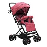 Kinder Buggy, Zusammenklappbar Jogger, nur 5 kg Ultra Leicht Kinderwagen mit sonnenschutz, 8 Räder XL Einkaufs Korb, Jogger Liegeposition ab Geburt (Rot)