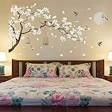 FangYuan Wandtattoo Blumen Und Vögel Baum, Wandaufkleber Pfirsichblüte Kirschblüte Pflaumenblüte Blüte Wohnkultur Tapeten Für Wandsticker Wandbild Bilder Wohnzimmer Schlafzimmer Kinderzimmer D