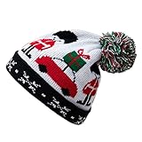 RMBLYfeiye Baby Weihnachten Strickmütze Schneeflocke Muster Frauen Winter Mütze Hut Warme Mütze mit Pom Pom Weihnachtsmuster für Junge M