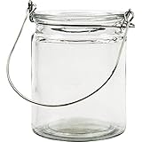 Creativ 55840 Glas Metall Kerze Halter mit Metall Griff Einstellen, 8cm x 10cm, Transparent, 12 Stück