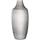 Leonardo Poesia Boden-Vase, handgefertigte Deko-Vase in Grau, ovale Blumen-Vase aus Glas, Tisch-Dekoration mit Relief-Optik, 40 cm hoch, 018676