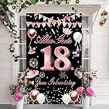 18. Geburtstag mädchen Banner Deko, Rose Gold Banner Alles Gute zum 18.Geburtstag, geschenke zum 18. Geburtstag mädchen, Happy Birthday Hintergrund deko für 18 T