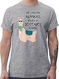 Geburtstagsgeschenk Geburtstag - Die coolsten Alpakas Werden im September geboren Sonnenbrille - XL - Grau meliert - Rundhals - L190 - Tshirt Herren und Männer T-S