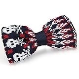 JewelryWe Herren Fliege Schleife Krawatte Binder Schlips Querbinder Bow Tie Stricken Gestrickt Streifen Kariert Totenkopf Verstellbar für Hochzeit Silvester Business Smoking, C