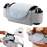 Baby Buggy Organizer Baby Kinderwagen Becherhalter Taschen Mama Tasche Universal Organizer mit 2 Flaschenhaltertaschen (grau)