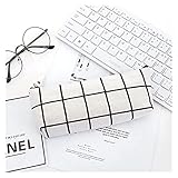 XMYINGWEI Mäppchen Bleistift Case School Simple Striped Grid Solide Farbe Nette Kawaii Bleistift Tasche Beutel Büro Studenten Kinderbedarf (Color : White)