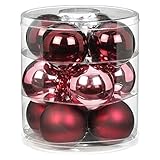 MAGIC Weihnachtskugeln Glas 8cm 12 STK. Christbaumkugeln Farbe: Berry Kiss (Beere Glanz/matt)