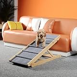 Hohe Traktion Hunderampe, Folding Tragbare Hölzerne Hunderampe für All Klein Groß Tiere - 105cm Lang und Verstellbar von 35cm Bis 66cm - Ausgelegt für 90KG - Leichte Hundeauto Rampen für Bett, C