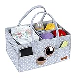 WHATWEARS Baby Windel Caddy Organizer, tragbare Kinderzimmer Vorratsbehälter Filzkorb mit Mehreren Taschen und austauschbaren Fächern, Baby Wipes Bag Windel Aufbewahrungsbeutel für Kinder (hellgrau)