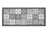 BIANCHERIAWEB Küchenteppich, rutschfest, waschbar, Küchenläufer, Maße: 55 x 280 cm,, grauem Muster, Teppichläufer, waschbar und bügelb